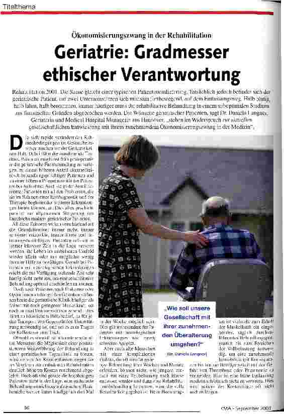 Vorschauseite 1: Geriatrie:Gradmesser ethischer Verantwortung