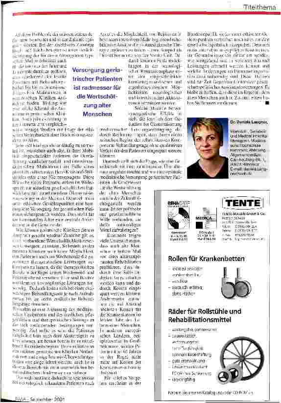 Vorschauseite 2: Geriatrie:Gradmesser ethischer Verantwortung