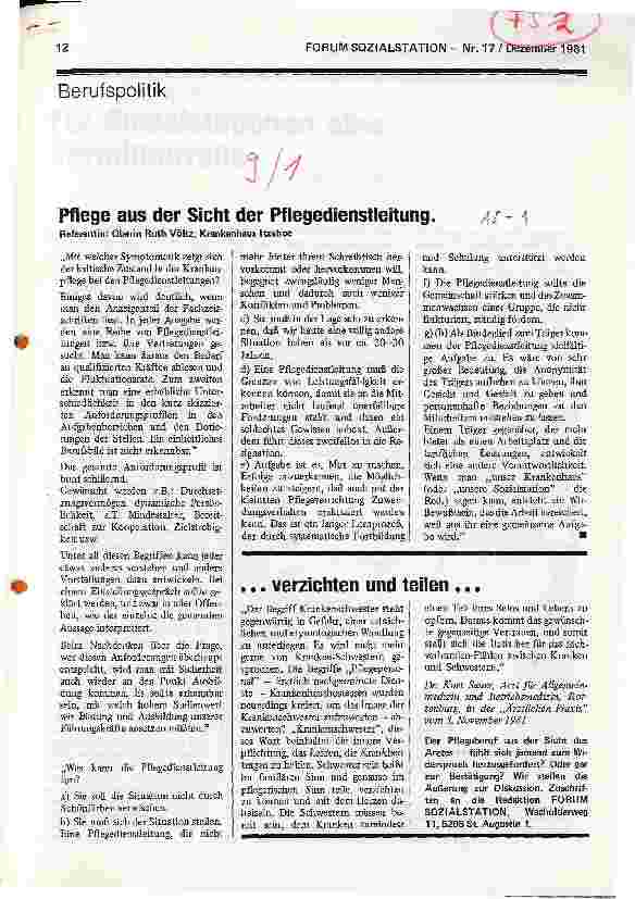 Vorschauseite 1: Pflege aus der Sicht der Pflegedienstleitung