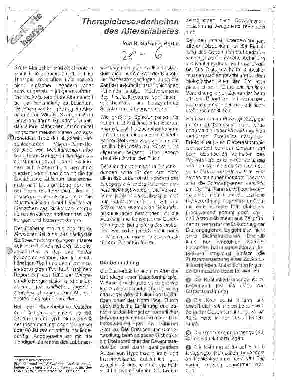 Vorschauseite 1: Therapiebesonderheiten des Altersdiabetes