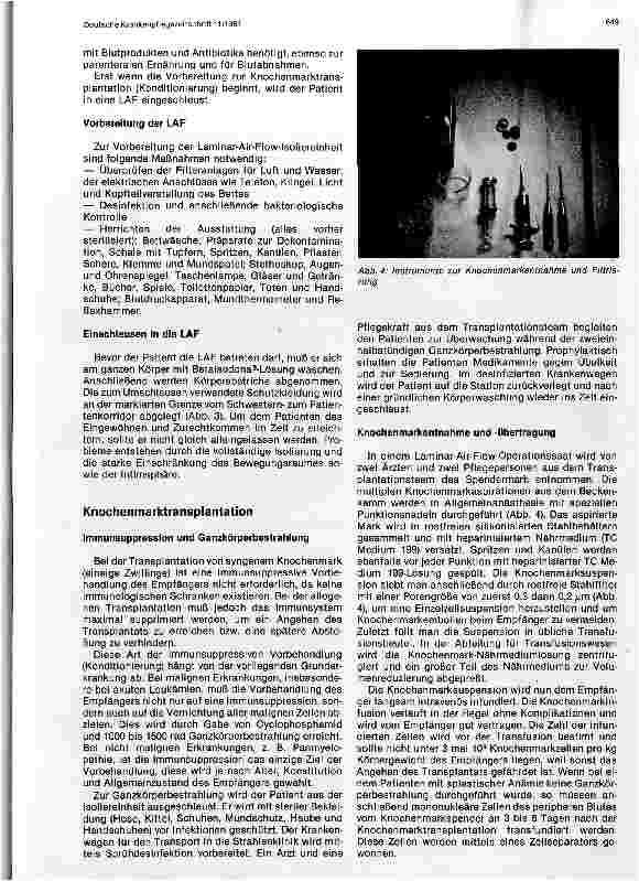 Vorschauseite 2: Pflege und Betreuung der Patienten vor und nach der Kochenmarktransplantation