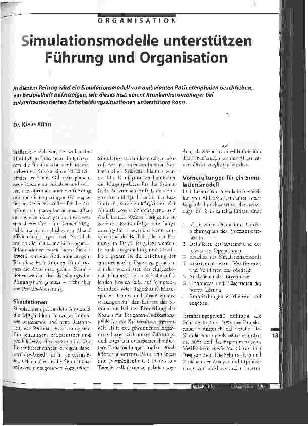 Vorschauseite 1: Simulationsmodelle unterstützen Führung und Organisation