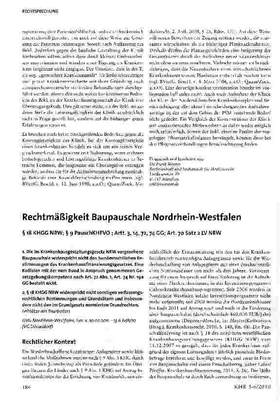 Vorschauseite 1: Rechtmäßigkeit Baupauschale Nordrhein-Westfalen