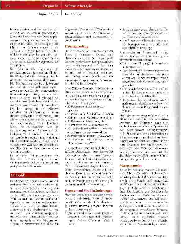 Vorschauseite 3: Lässt sich die Qualität der postoperativen Schmerztherapie durch Veränderungen derOrganisation und Medikation verbessern? Ergebnisse aus einem Zertifizierungsprozess
