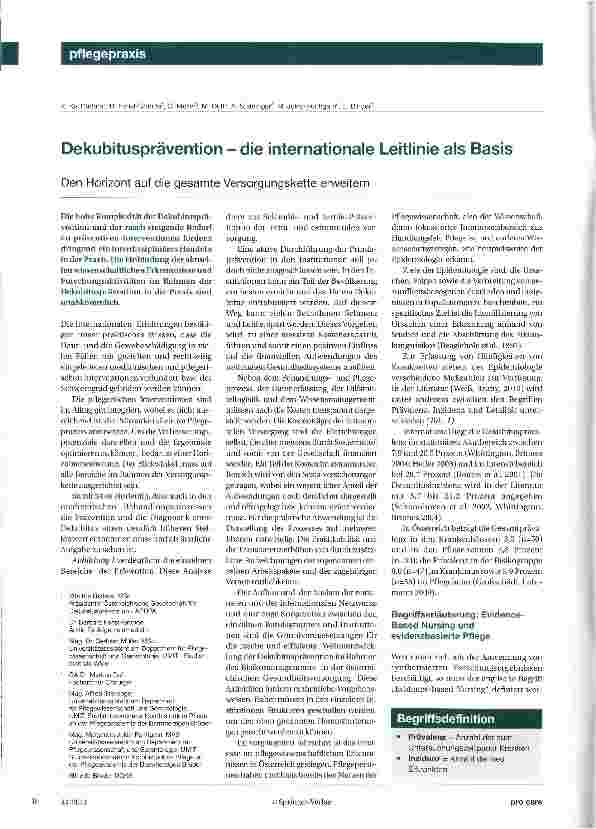 Vorschauseite 1: Dekubitusprävention - die internationale Leitlinie als Basis