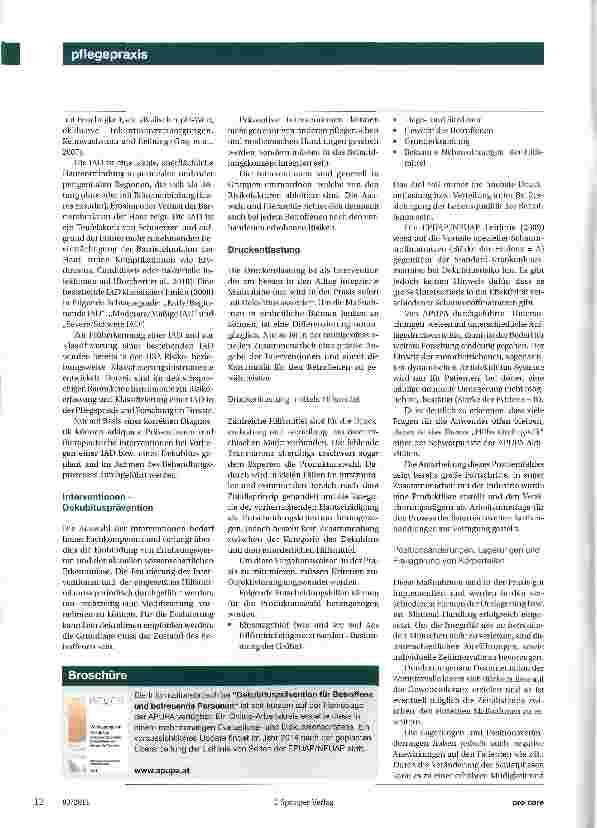 Vorschauseite 5: Dekubitusprävention - die internationale Leitlinie als Basis