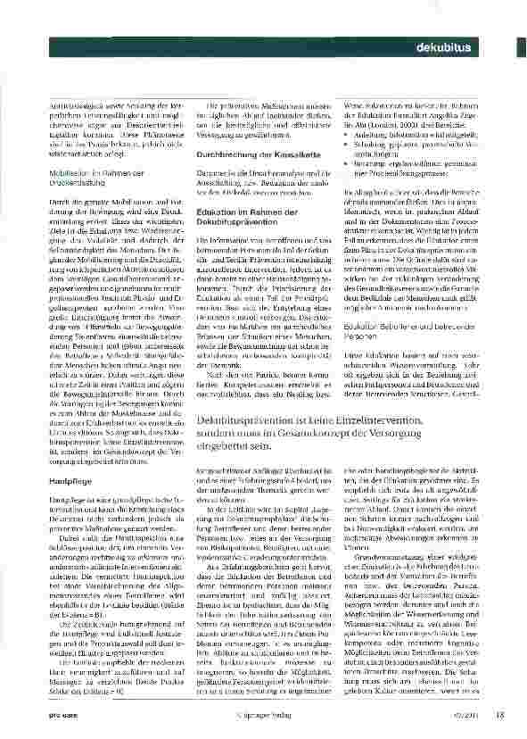 Vorschauseite 6: Dekubitusprävention - die internationale Leitlinie als Basis