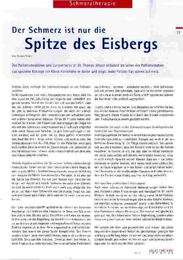 Vorschauseite 1: Der Schmerz ist nur die Spitze des Eisbergs