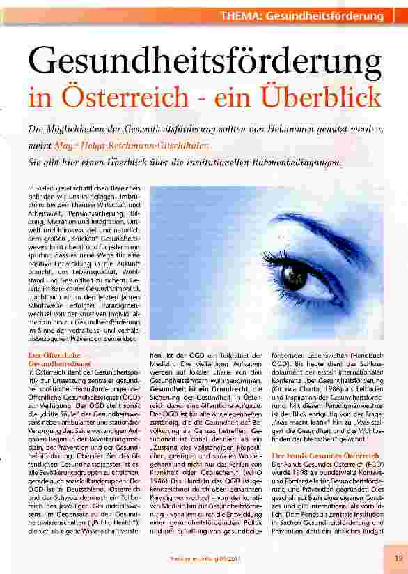 Vorschauseite 1: Gesundheitsförderung in Österreich - ein Überblick