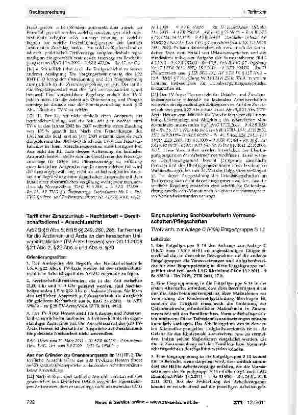 Vorschauseite 2: Zeitzuschlag für FeiertagsarbeitTarifvertrag Versorgungsbetriebe (TV-V) § 10