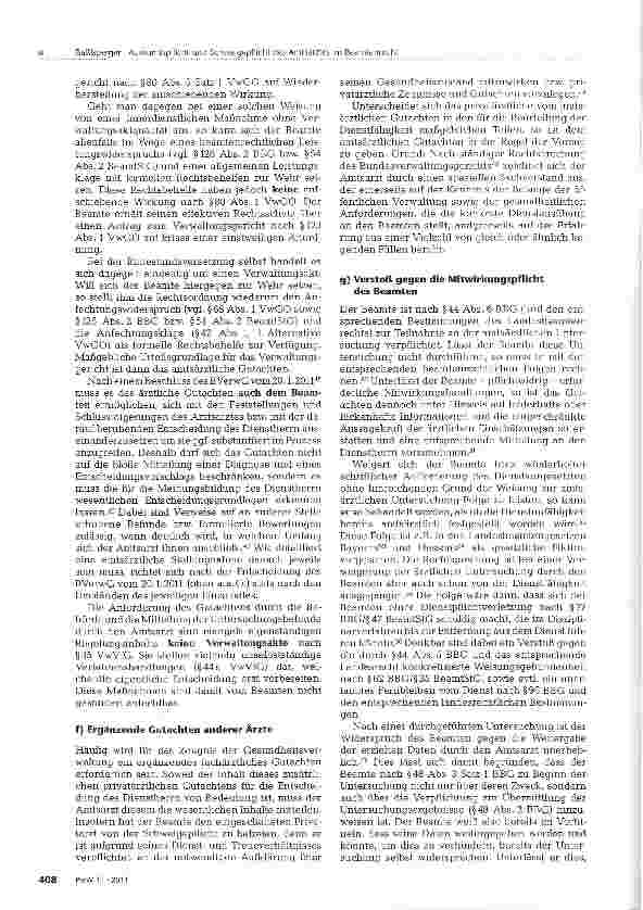 Vorschauseite 5: Auskunftspflicht und Schweigepflicht des Amtsarztes im Beamtenrecht
