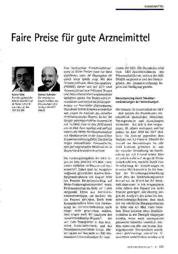 Vorschauseite 1: Faire Preise für gute Arzneimittel