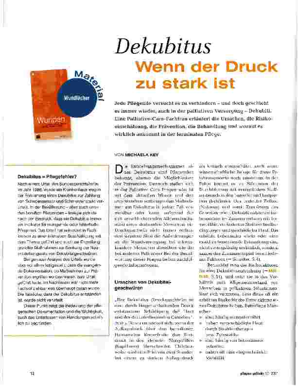 Vorschauseite 1: DekubitusWenn der Druck zu stark ist