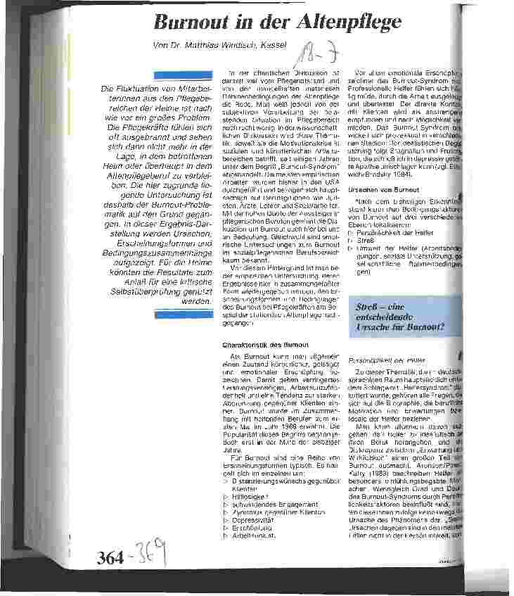 Vorschauseite 1: Burnout in der Altenpflege