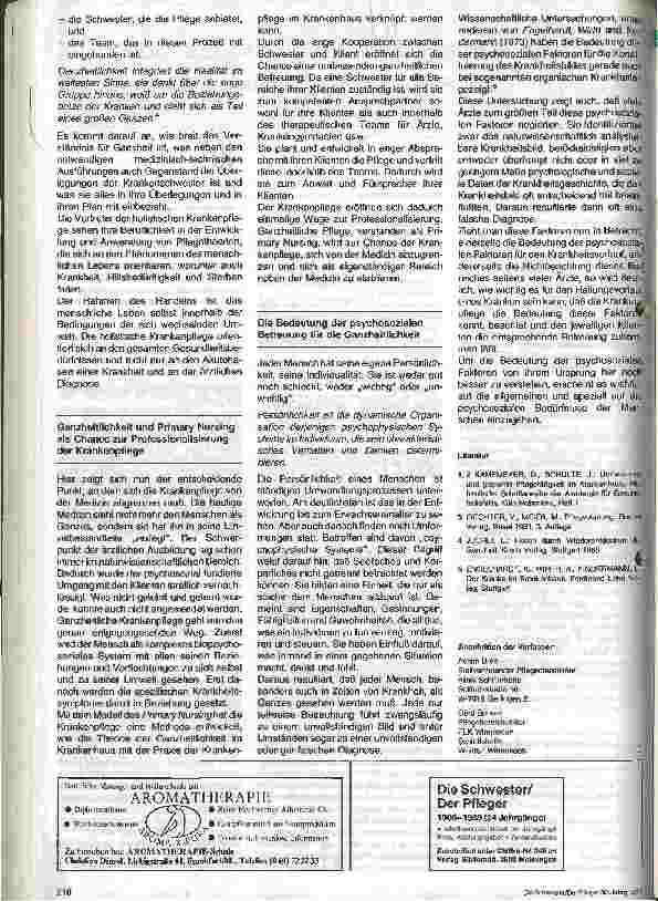 Vorschauseite 2: Die neue Pflege - ein holistisches Modell 2. Folge: Primary Nursing