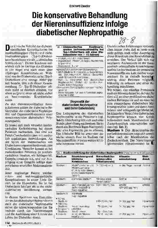 Vorschauseite 1: Die konservative Behandlung der Niereninsuffizienz infolge diabetischer Nephropathie