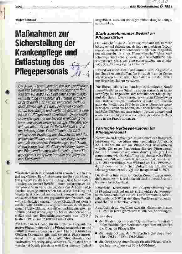 Vorschauseite 1: Maßnahmen zur Sicherstellung der Krankenpflege und Entlastung des Pflegepersonals