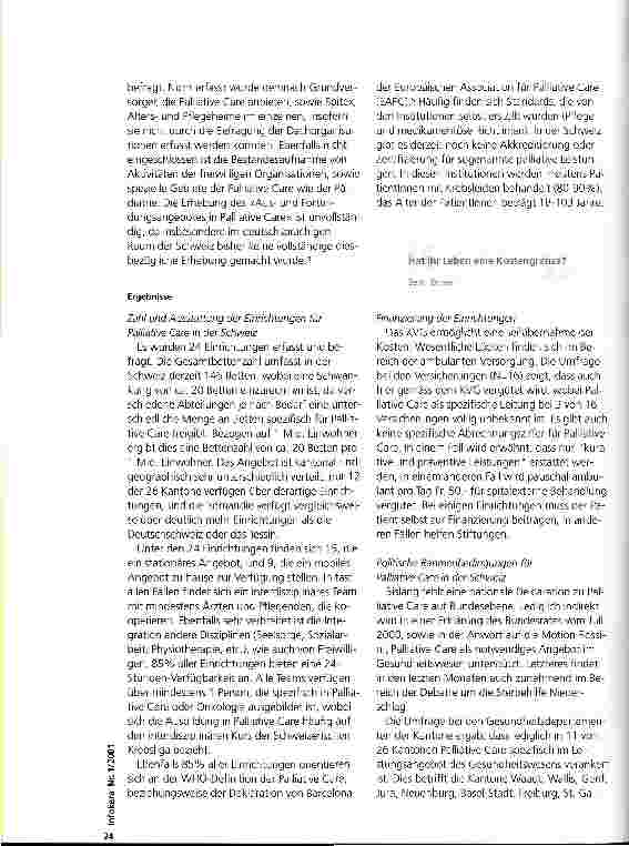Vorschauseite 2: Bestandsaufnahme zur Situation von Palliative Care in der Schweiz