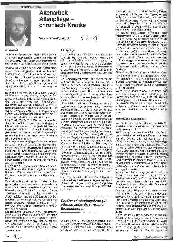 Vorschauseite 1: Altenarbeit - Altenpflege - chronisch Kranke