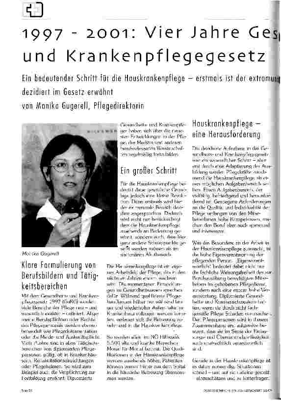 Vorschauseite 1: 1997 - 2001: Vier Jahre Gesundheitsund Krankenpflegegesetz