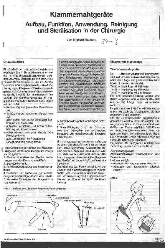 Vorschauseite 1: Klammernahtgeräte Aufbau, Funktion, Anwendung, Reinigung und Sterilisation