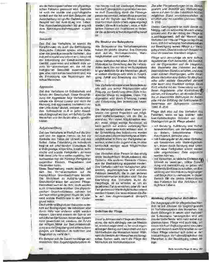 Vorschauseite 3: Pflegemodelle in der Praxis - 9. Folge: Dorothy Johnson Das Verhaltenssystemmodell für die Pflege