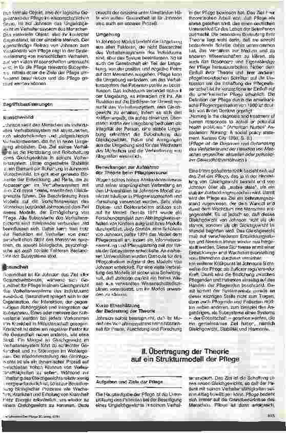 Vorschauseite 4: Pflegemodelle in der Praxis - 9. Folge: Dorothy Johnson Das Verhaltenssystemmodell für die Pflege