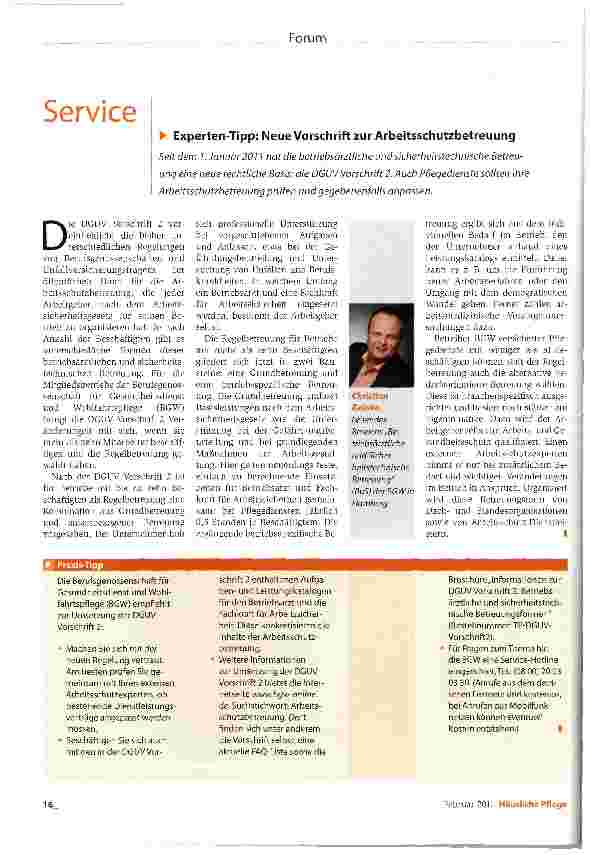 Vorschauseite 1: Experten-Tipp: Neue Vorschrift zur Arbeitsschutzbetreuung