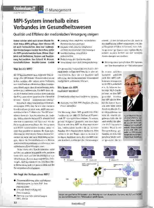 Vorschauseite 1: MPI-System innerhalb eines Verbundes im GesundheitswesenQualität und Effizienz der medizinischen Versorgung steigern