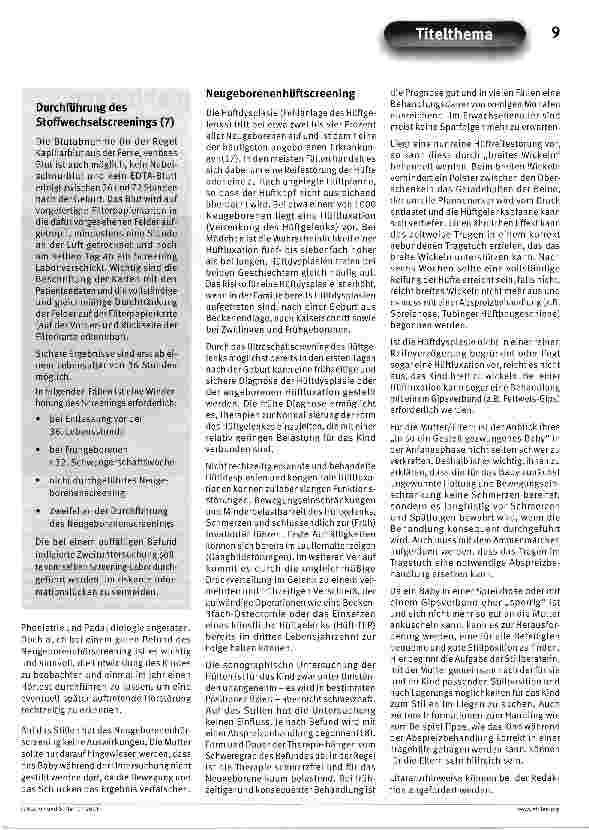 Vorschauseite 6: Neugeborenenscreening als ProphylaxemaßnahmeWas ist wichtig für die Stillberatung