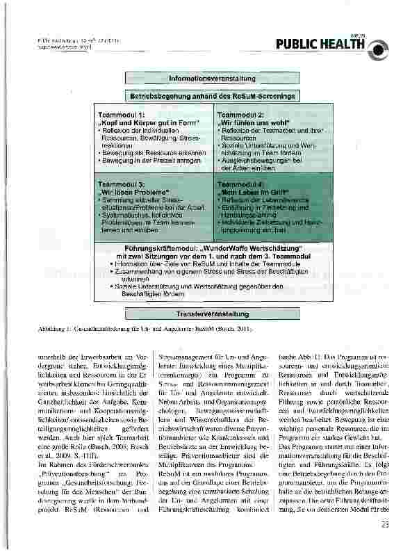 Vorschauseite 2: Gesundheitsförderung für Unund Angelernte: ReSuM