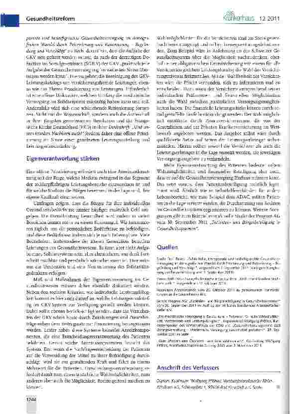 Vorschauseite 3: Überlegungen zur Reform des Gesundheitswesens