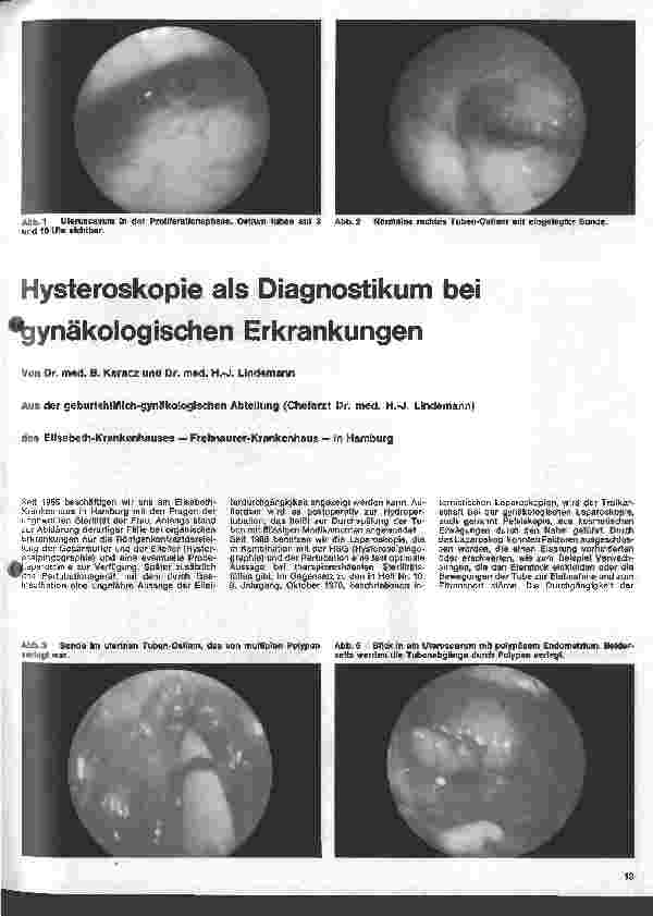 Vorschauseite 1: Hysteroskopie als Diagnostikum bei gynakologischen Erkrankungen