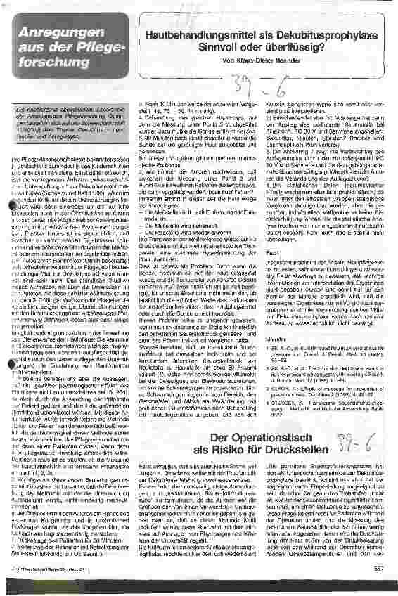 Vorschauseite 1: Hautbehandlungsmittel als Dekubitusprophylaxe - Sinnvoll oder überflüssig?