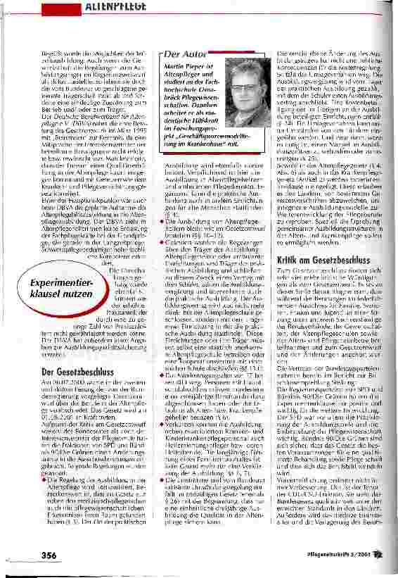 Vorschauseite 4: Der Weg zu einer bundeseinheitlichen Qualifikation Ausbildung in der Altenpflege