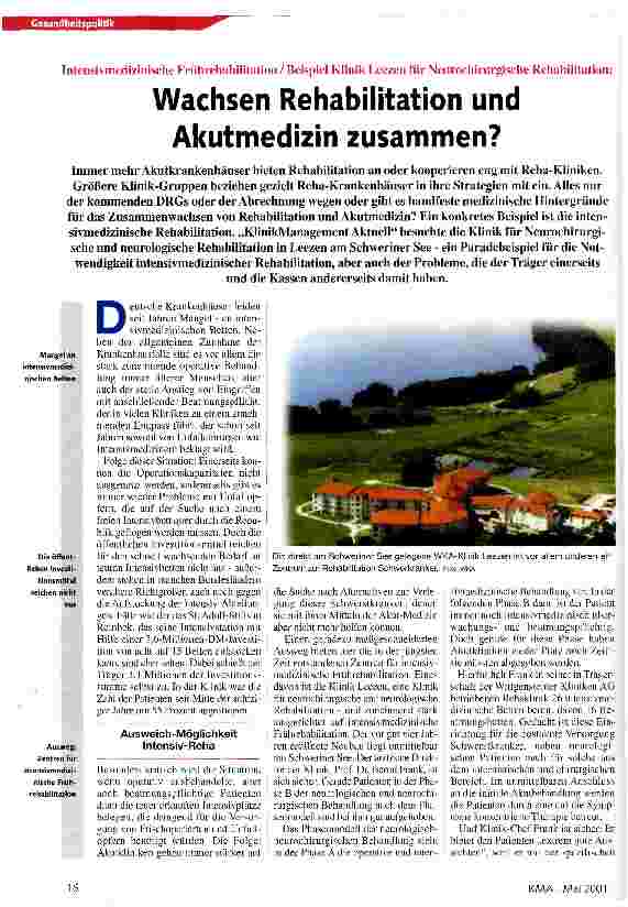 Vorschauseite 1: Wachsen Rehabilitation und Akutmedizin zusammen?