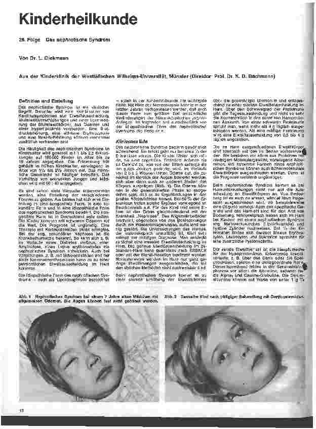 Vorschauseite 1: Kinderheilkunde 26. Folge: Ddas nephrotische Syndrom
