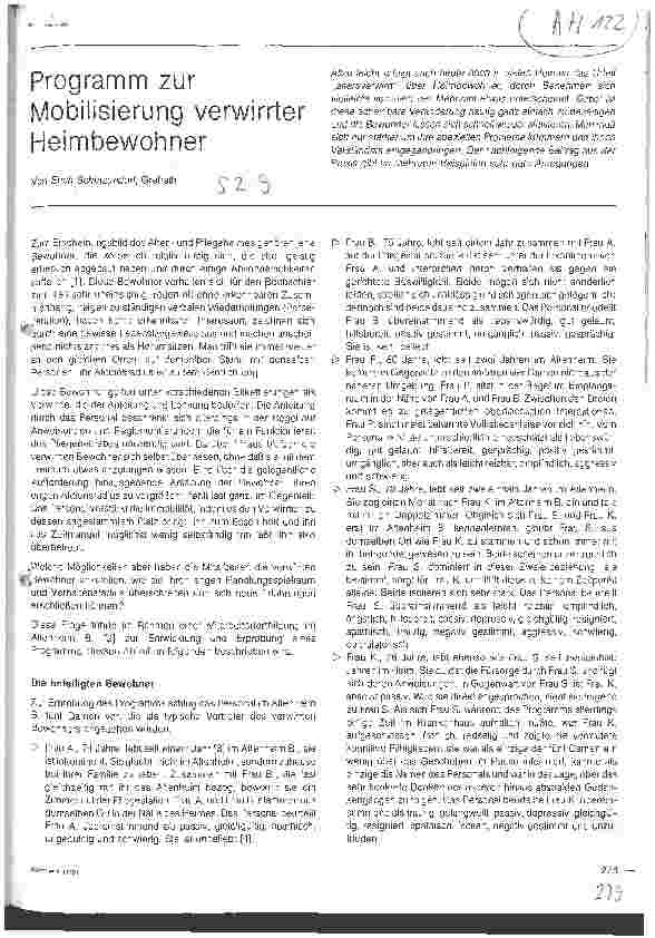 Vorschauseite 1: Programm zur Mobilisierung verwirrter Heimbewohner