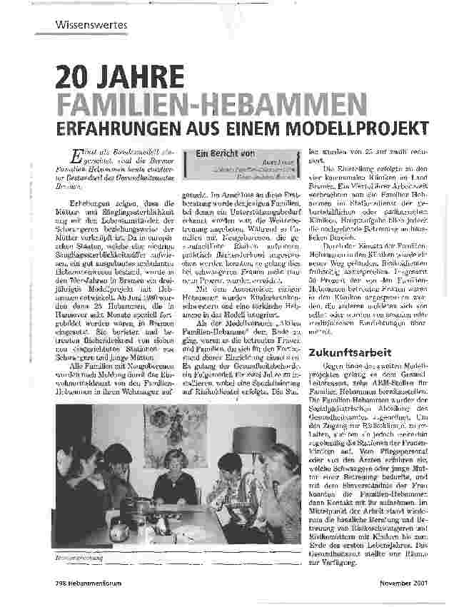 Vorschauseite 1: 20 JAHRE Familien-HebammenERFAHRUNGEN AUS EINEM MODELLPROJEKT