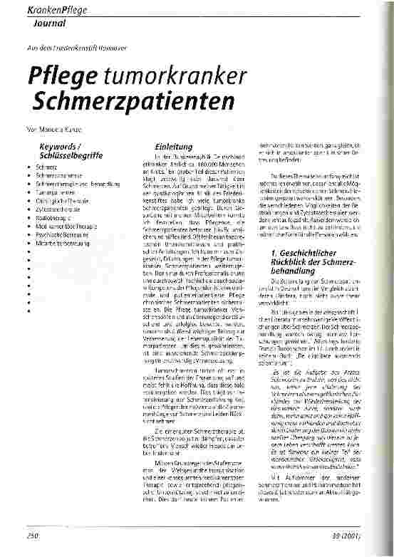Vorschauseite 1: Pflege tumorkranker Schmerzpatienten