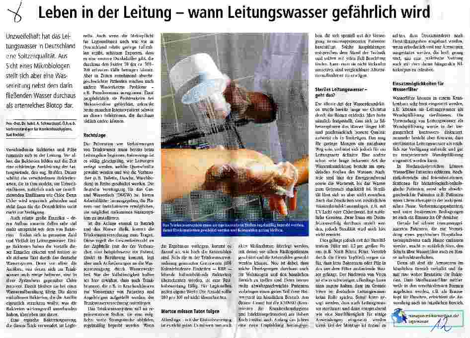 Vorschauseite 1: Leben in der Leitung - wann Leitungswasser gefährlich wird