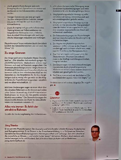 Vorschauseite 2: Gesundheit und Klimaschutz - Potenziale der Physiotherapie