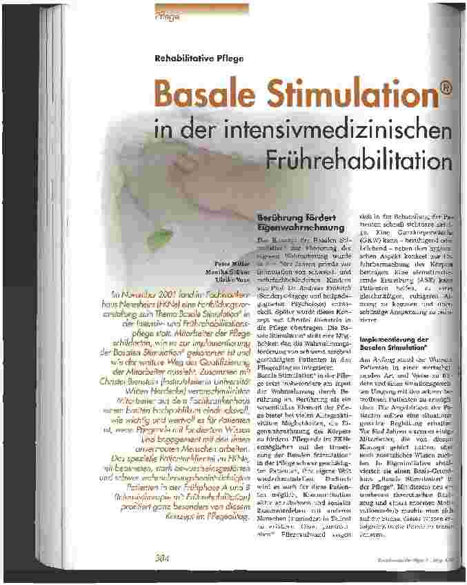 Vorschauseite 1: Basale Stimulation in der intensivmedizinischen Frührehabilitation