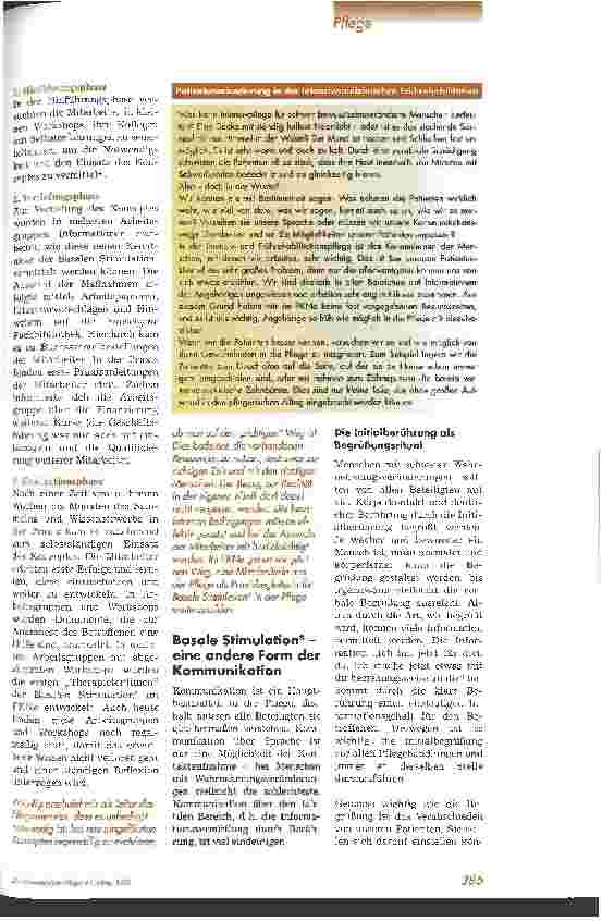 Vorschauseite 2: Basale Stimulation in der intensivmedizinischen Frührehabilitation