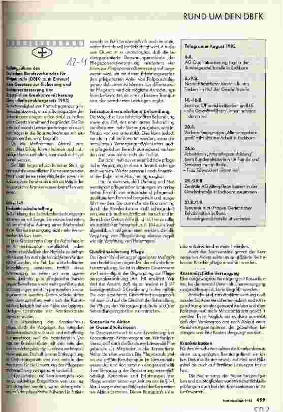Vorschauseite 1: Stellungnahme des DBfK zum Entwurf eines Gesetzes zur Sicherung und Strukturverbesserung der Gesetzlichen Krankenversicherung