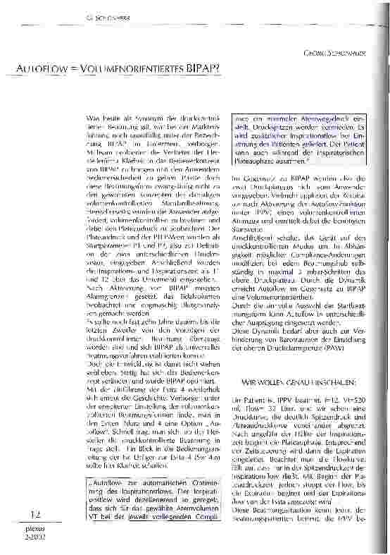 Vorschauseite 1: Autoflow = volumenorientietes BIPAP?