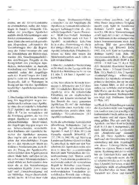 Vorschauseite 3: Vorsätzliches Betreiben einer Apotheke ohne die erforderliche Erlaubnis LG Bielefeld, Urteil vom 25. April 2002