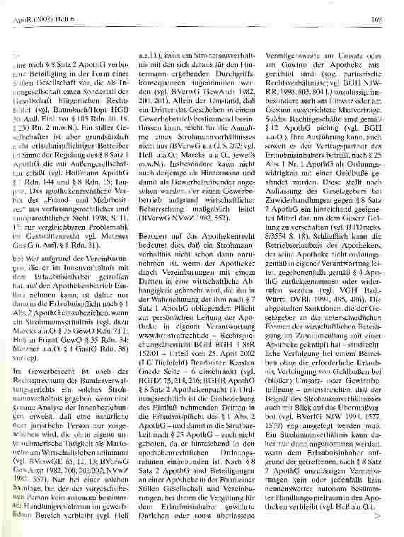 Vorschauseite 4: Vorsätzliches Betreiben einer Apotheke ohne die erforderliche Erlaubnis LG Bielefeld, Urteil vom 25. April 2002