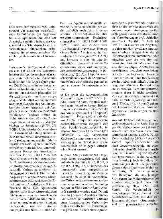 Vorschauseite 5: Vorsätzliches Betreiben einer Apotheke ohne die erforderliche Erlaubnis LG Bielefeld, Urteil vom 25. April 2002