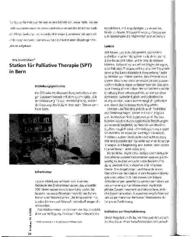 Vorschauseite 1: Station für Palliative Therapie (SPT) in Bern